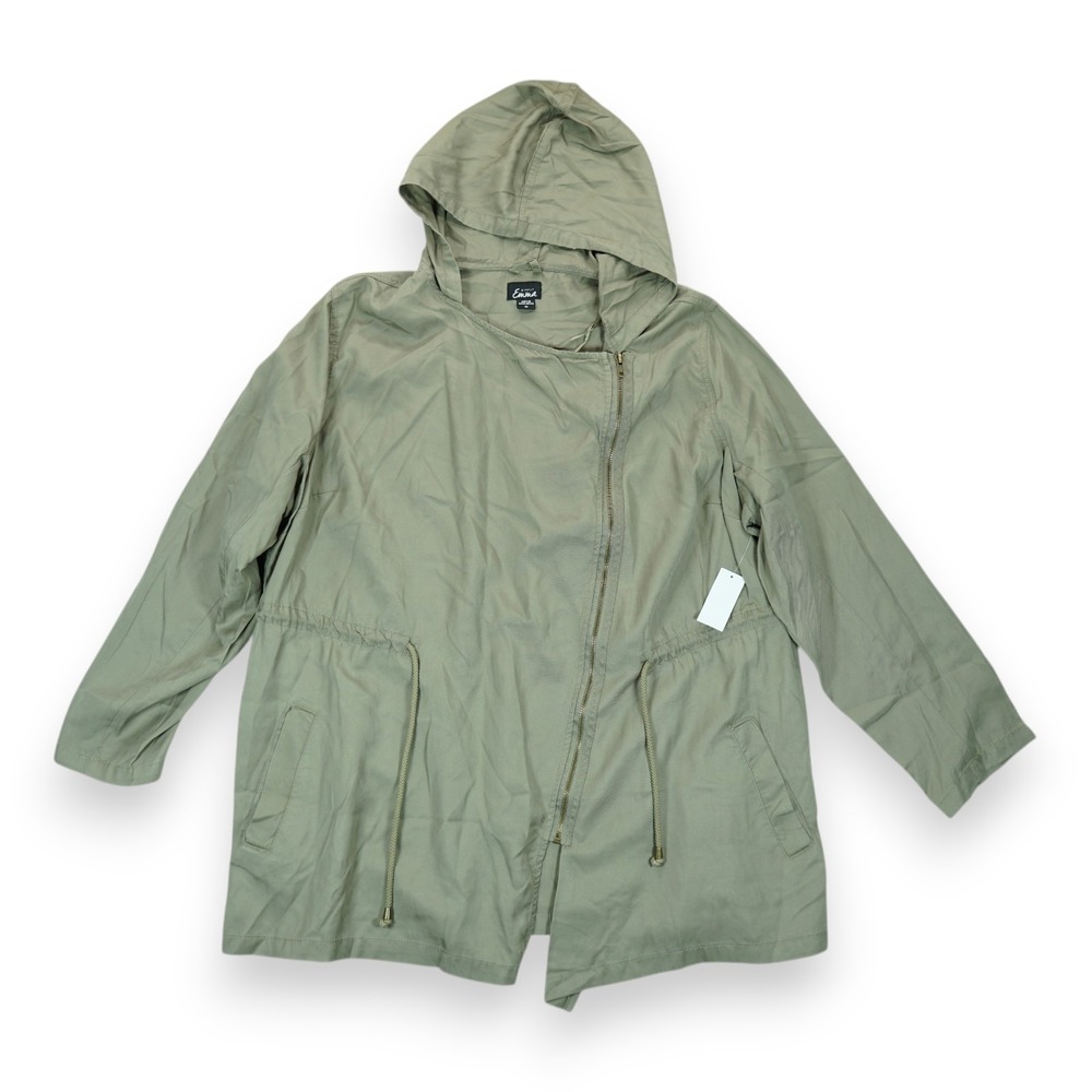 NWT Simply‎ Emma Womens Plus Size 2X Hooded Drawstring Waist Jacket Full Zip